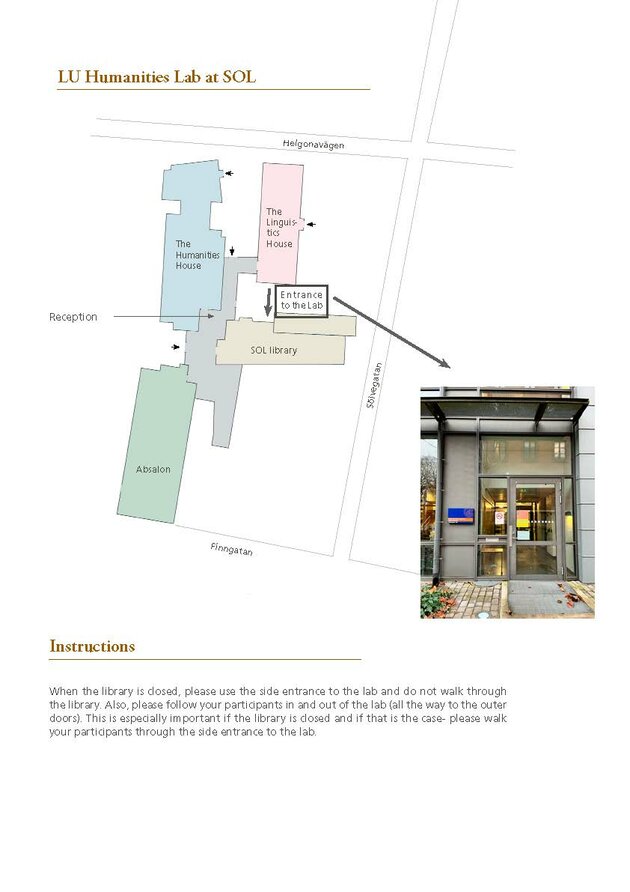 [Translate to Svenska:] drawing of the SOL building with the the side entrance marked