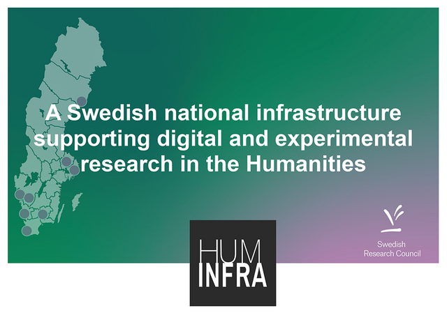 green/purple composition with a map over sweden and text and a logo